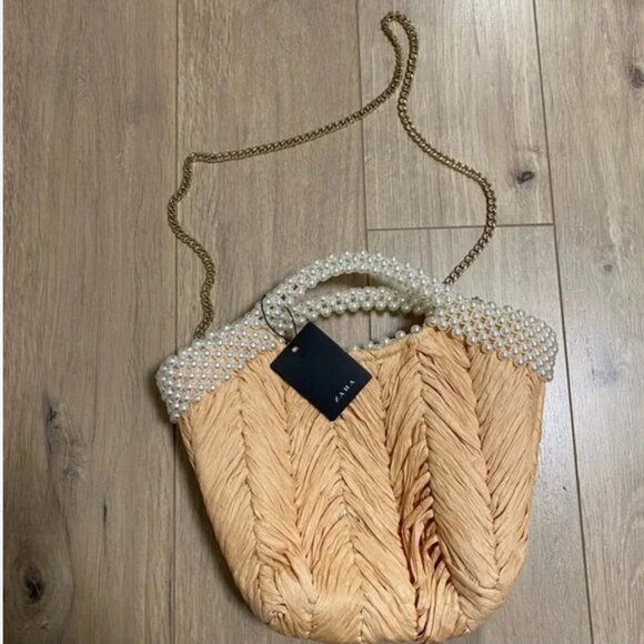 Zara Faux Pearl Bead Basket Bag - Picture 7 of 11
